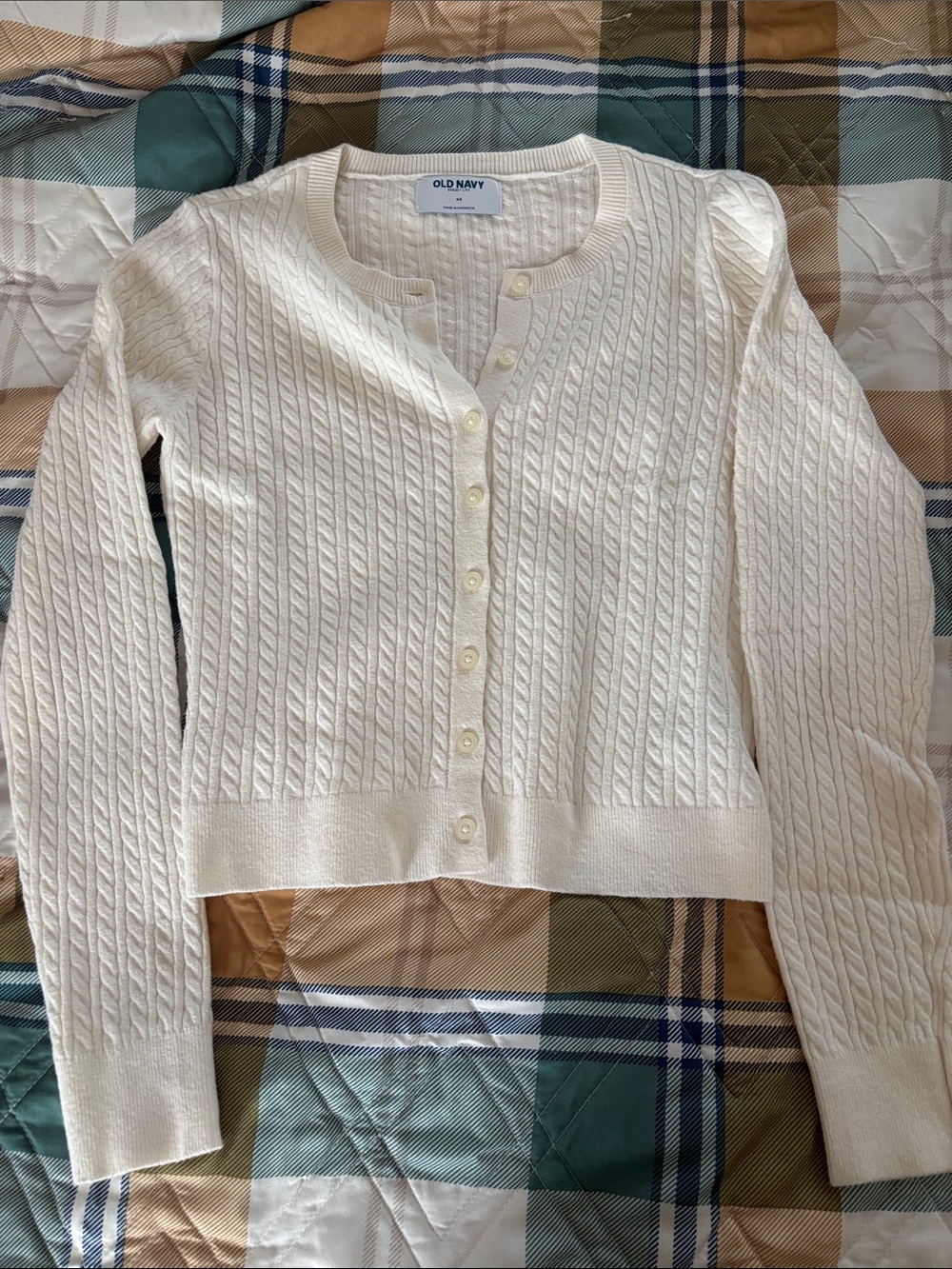 Old Navy Cream Cable Knit Button-Up Cardigan